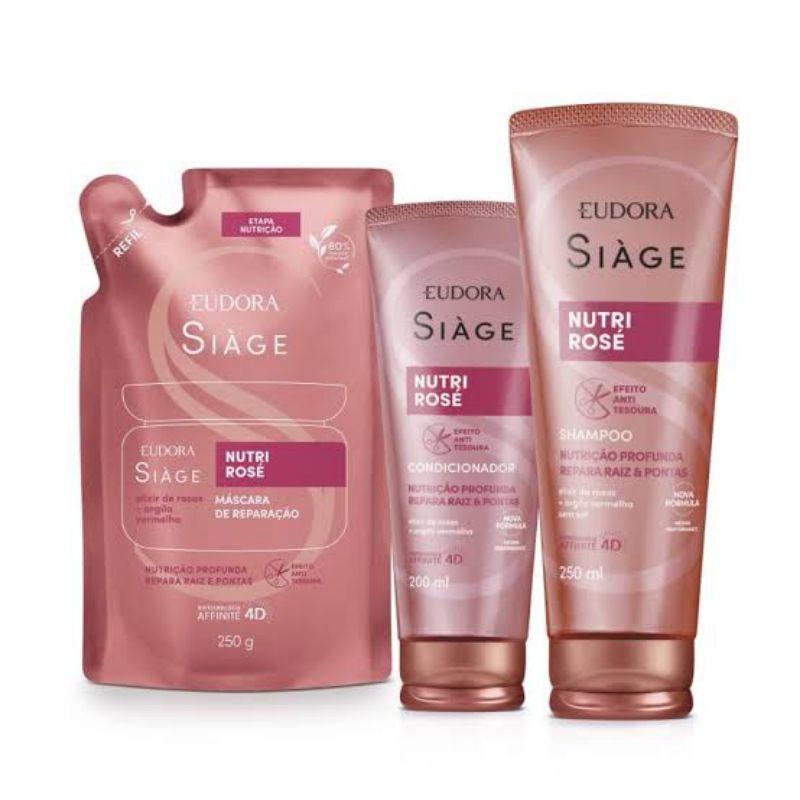 kit Siagi nutri Rose shampoo, condicionador e refil de Máscara | Shopee ...