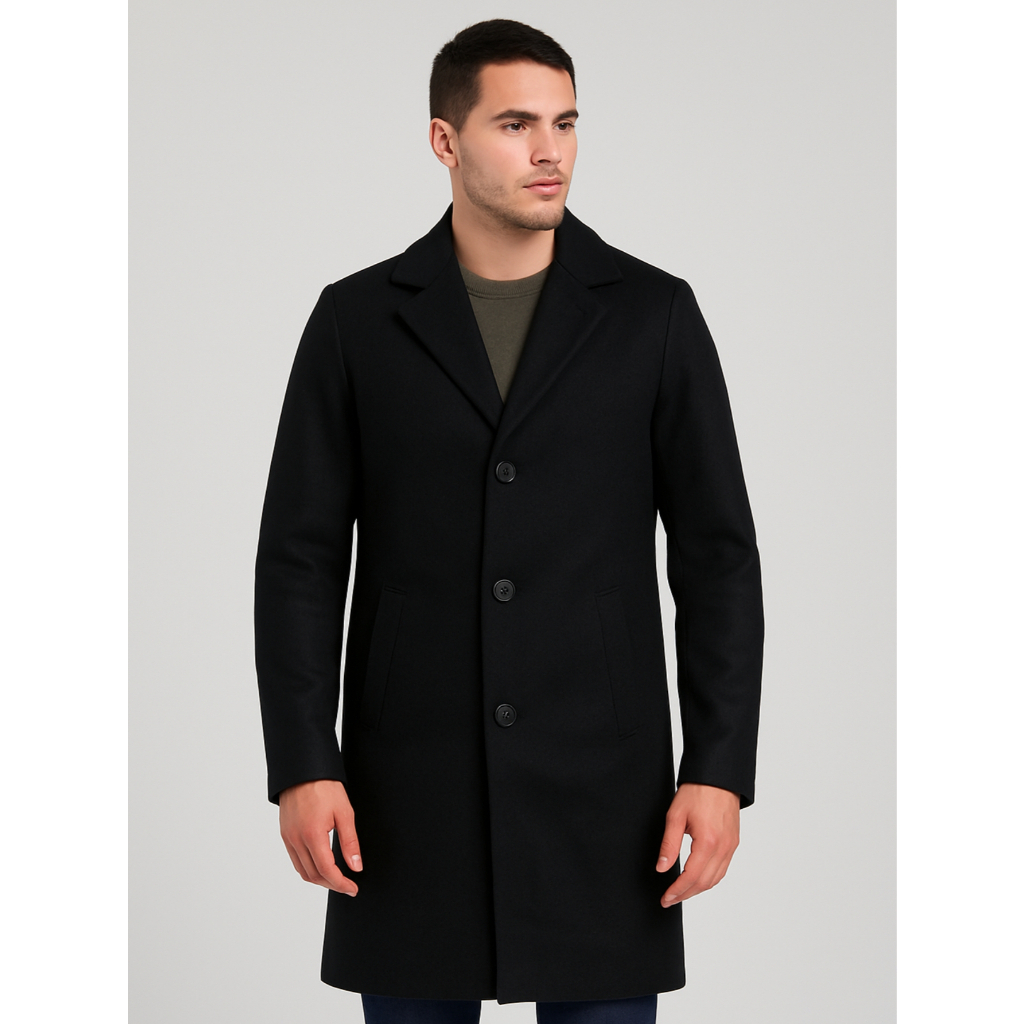 Sobretudo Masculino Casaco Longo Lã Batida Jaqueta Clássico Elegante ...