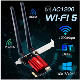 Fenvi wifi 5 ac1200 adaptador sem fio bluetooth 4.0 banda dupla 2.4g/5ghz pci-e 802.11ac placa de rede receptor lan