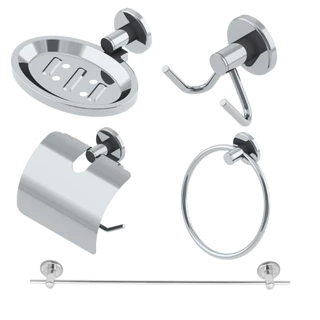 Kit Inox Acessórios Para Banheiro 5 Peças Cromado Completo