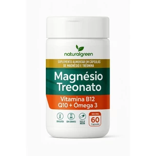 Magnésio Treonato Omega 3 vitamina b12 e Q10 Natural green + MIMO