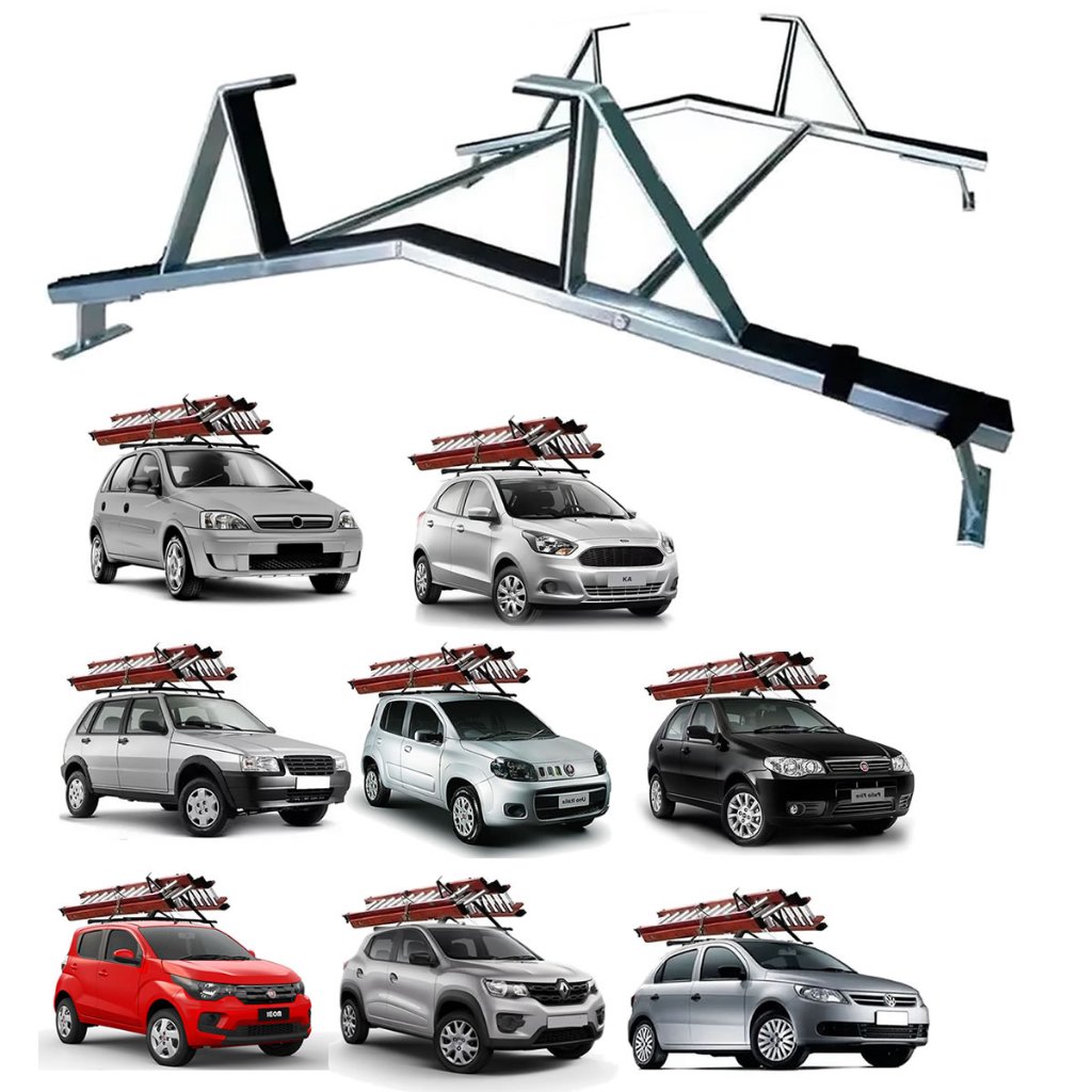 Rack Suporte Porta Escadas Todos Carros 2 E 4 Pts Universal
