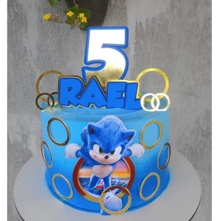 Topo de bolo Sonic personalizado com nome TEMOS OUTROS TEMAS