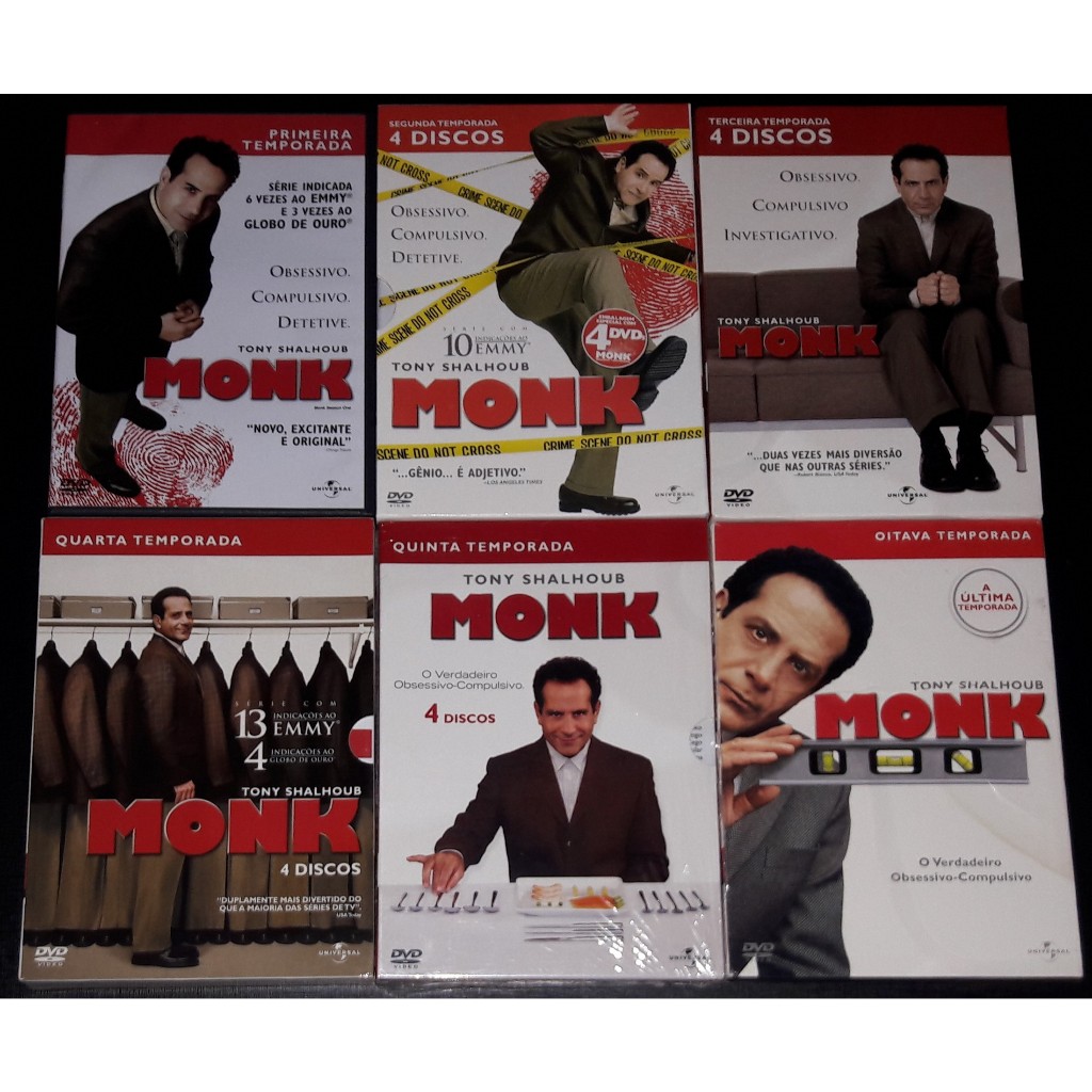 Monk DVD Série Quase Completa 6 Temporadas 1 2 3 4 5 e 8 Original 24 ...