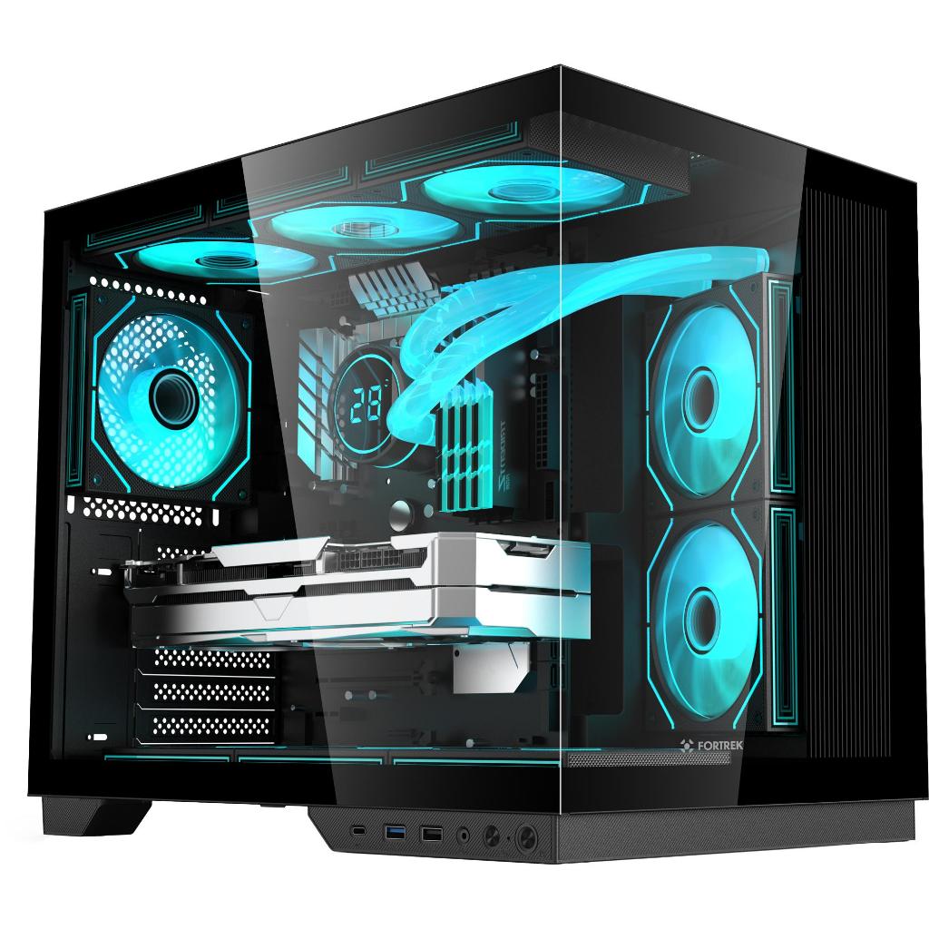 Gabinete Gamer Aquário Fortrek Clarity Max Preto Usb-c
