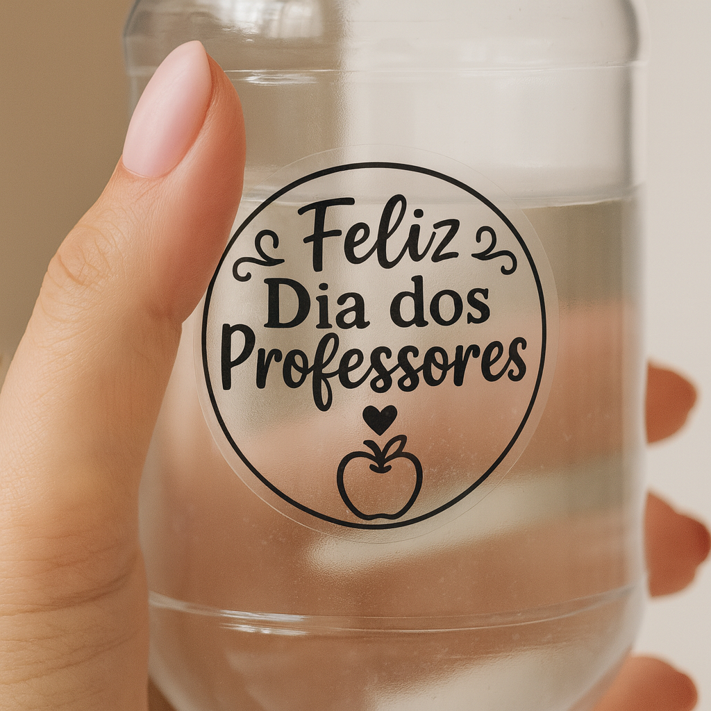 Adesivo Transparente Feliz Dia dos Professores 4cm – Vinil à Prova d ...