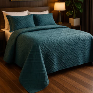 Kit Cobre leito Casal Queem King Colcha Para Cama Grande Com Porta Travesseiro Dupla face Moderno Bordado