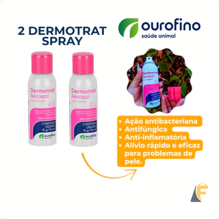 Kit 2 Dermotrat Spray 110ml Anti-inflamatório Cães Gatos Ouro Fino + Brinde em Oferta na Shopee