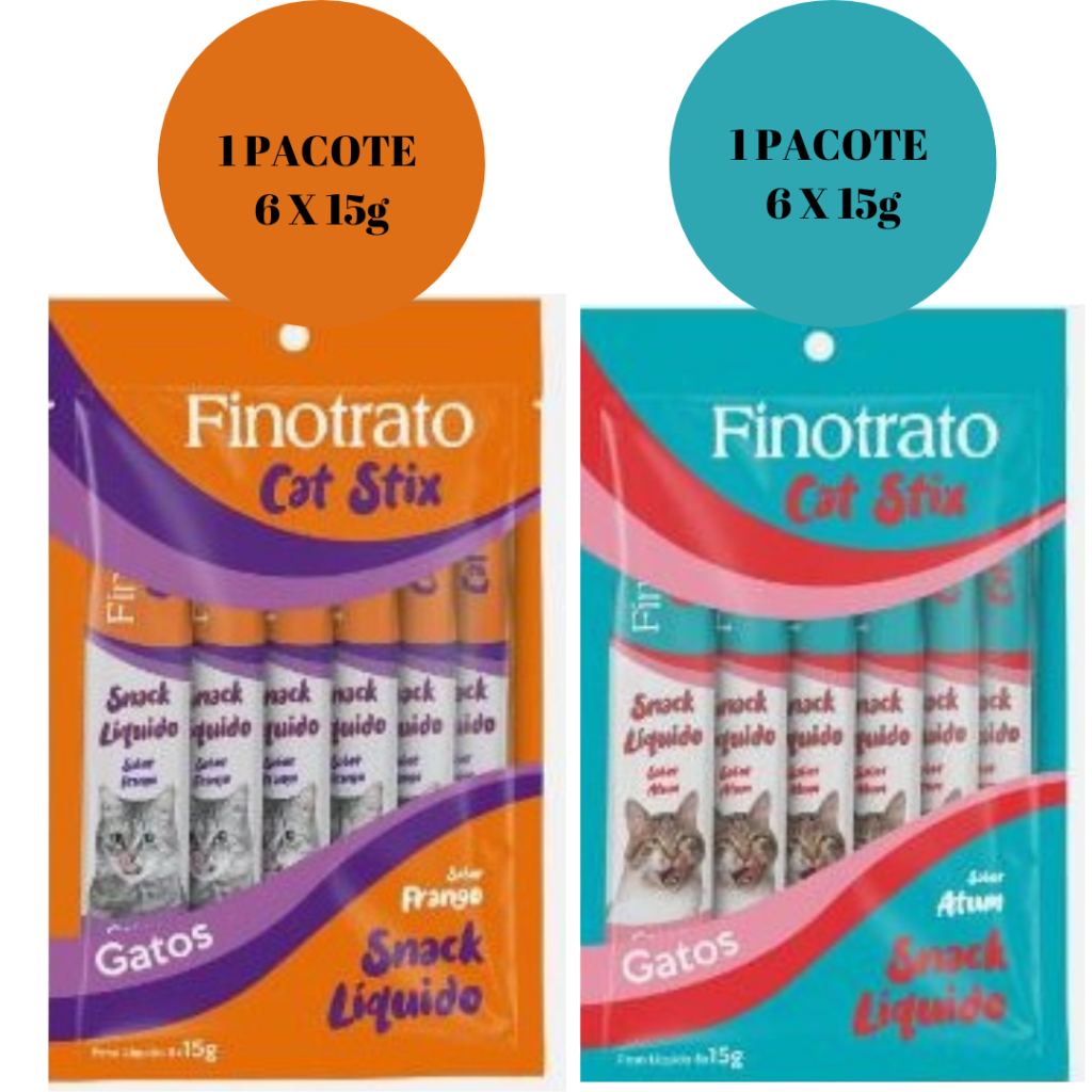 2 Petisco Gatos Finotrato Cat Stix Super Premium Carne Frango / Atum ...