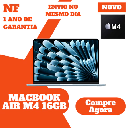 MacBook Air Pro M4 16GB RAM 13” 256GB 512GB Original • Lacrado • Envio Imediato • Nota Fiscal
