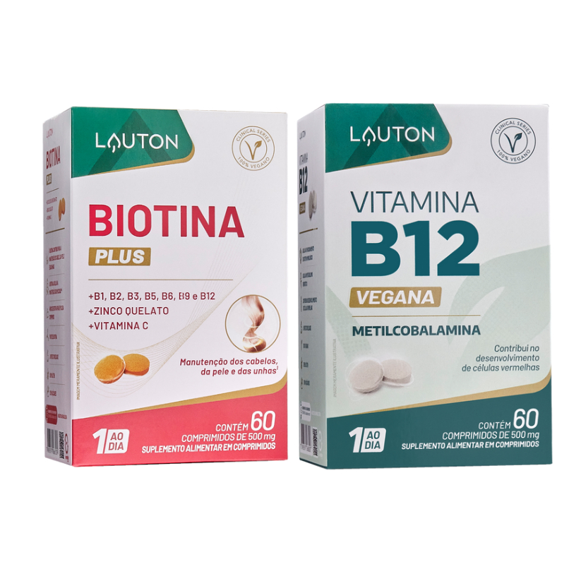 Kit Biotina Plus + Vitamina B12 Metilcobalamina (60 cápsulas) Lauton
