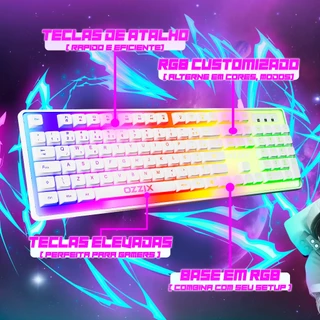 Teclado Gamer Doppler RGB Base em LED Profissional Antighosting ABNT2 Usb Ozzix Único e Exclusivo