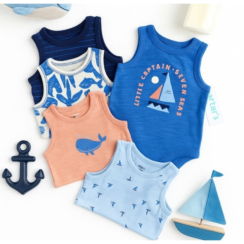Kit Body bebê importado 5 peças regata Original menino. em Oferta na Shopee
