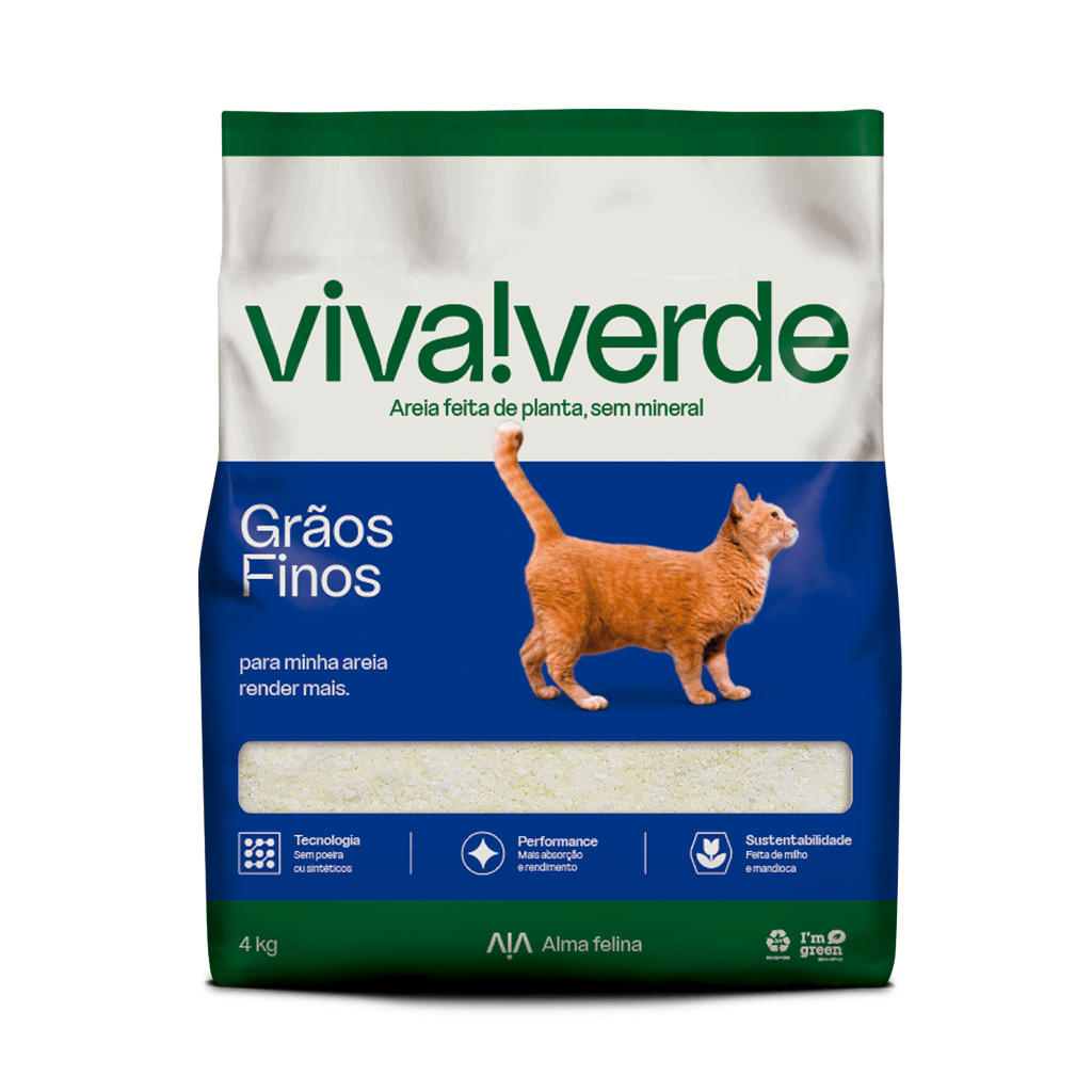 Areia Higiênica Viva Verde Grãos Finos para Gatos 4kg