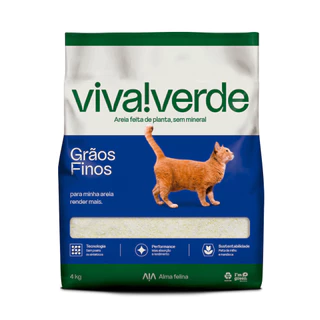 Areia Higiênica Viva Verde Grãos Finos para Gatos 4kg