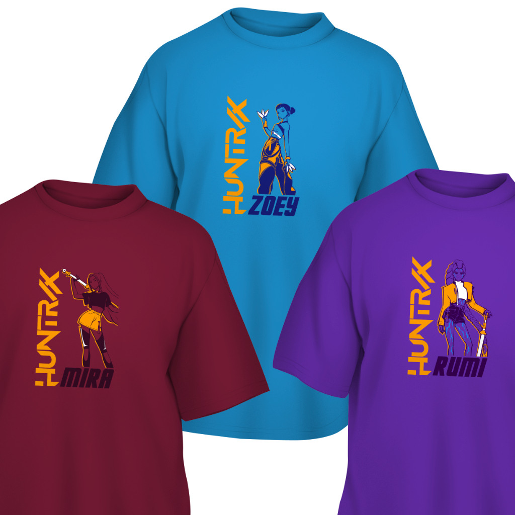 Camiseta Huntrix Rumi Zoey Mira Guerreiras do K-Pop Demon Hunters ...