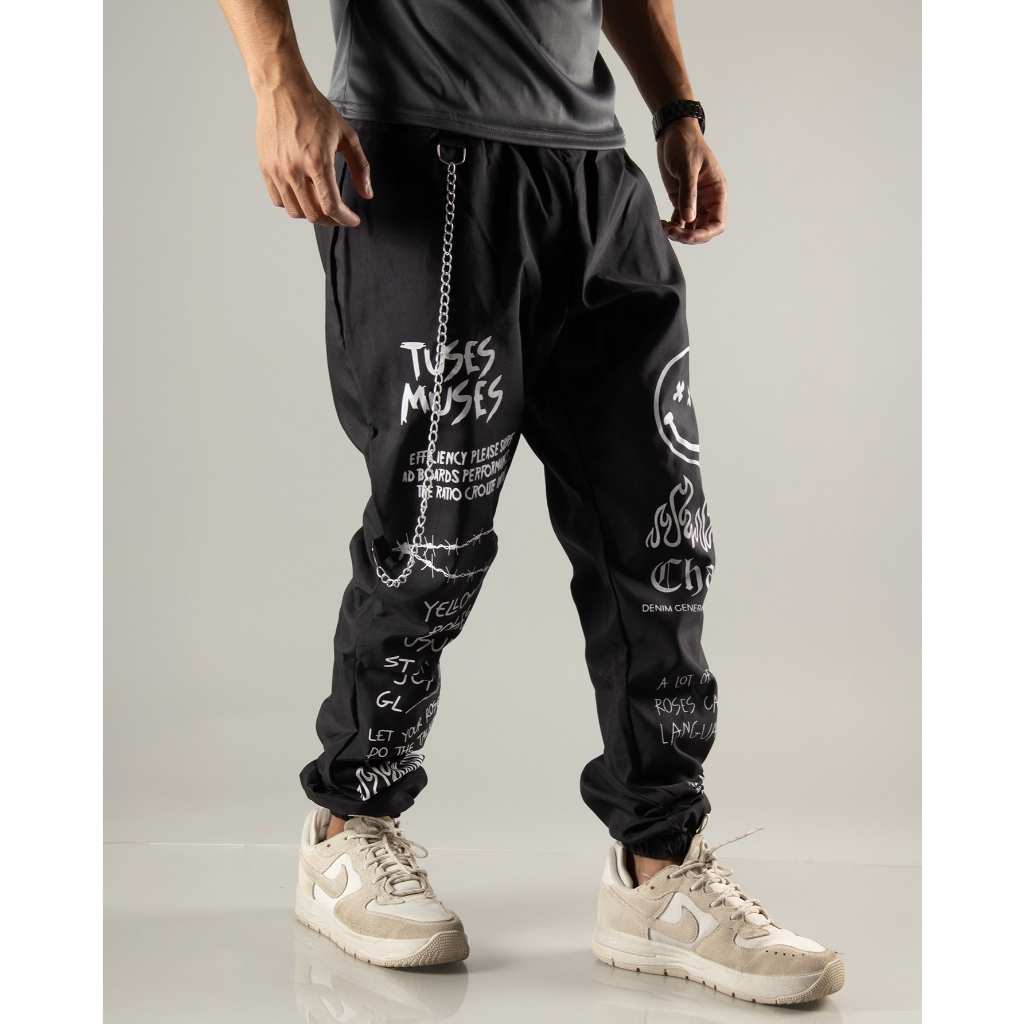 Calça Gringa Jogger Larga unissex Rapper Trapper Corta Vento