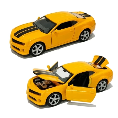 Camaro amarelo carrinho de ferro a fricção modelo de coleção abre e fecha porta