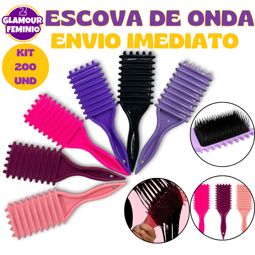 Kit 200 Escova De Ondulação - Com Cerdas - Para Cabelos Cacheados ...