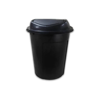 Cesto de Lixo 60L Com Tampa Basculante Preto Organizadora Plástico Resistente