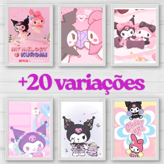 Placa Decorativa Hello Kitty (My melody e Kuromi) – Quadro MDF 20x28 Premium