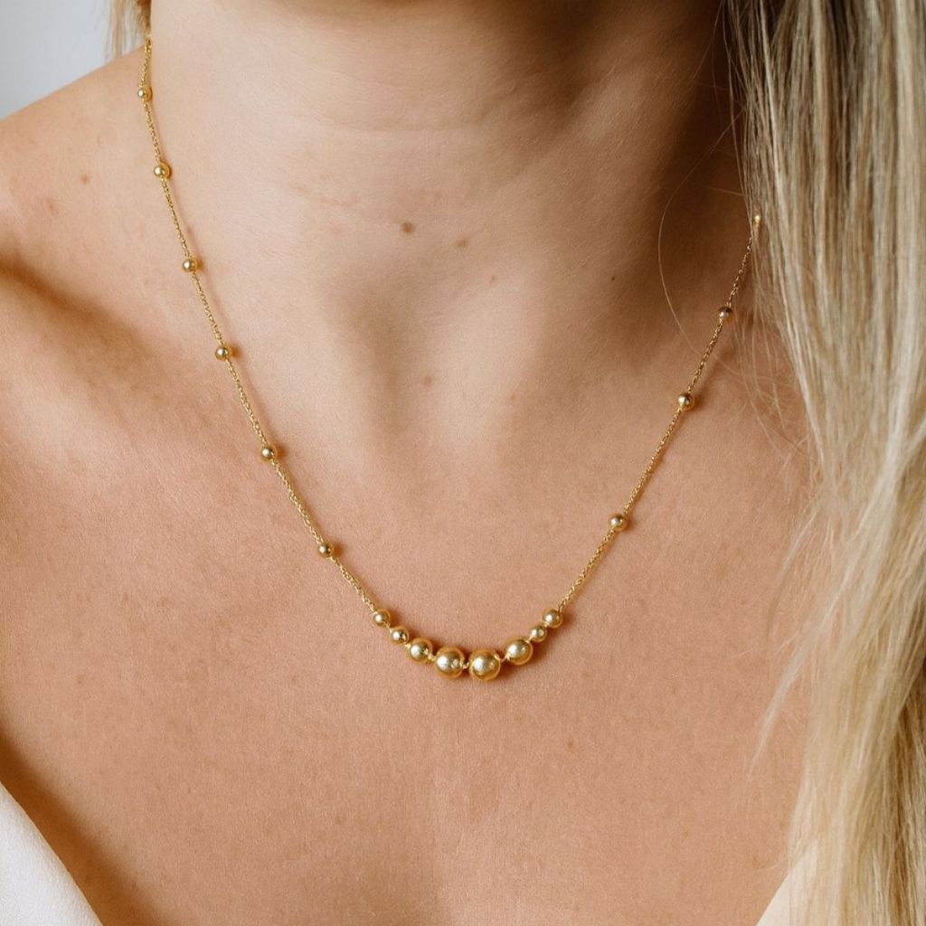 Colar Feminino Banhado a Ouro 18k Bolinhas Degradê com Gararantia ...