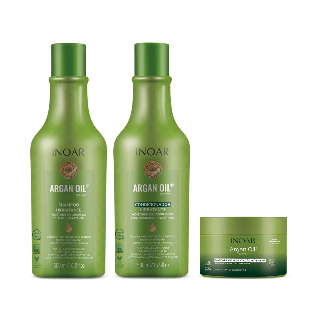 Inoar Kit Argan Oil Systen Shampoo e Condiconador 500ml + Máscara 250g ...