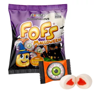Marshmallow Halloween 50 Unidades Sabor Baunilha e Morango Embalados Separadamente