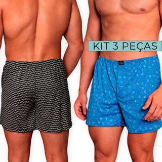 Kit 3 Samba Canção Masculino Short de Dormir Confortável Suede Pijama em Oferta na Shopee