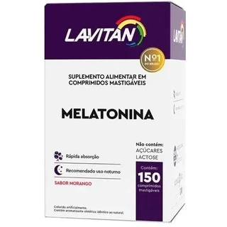 Lavitan Melatonina Sabor Morango 150 Comprimidos  Mastigáveis Cimed em Oferta na Shopee