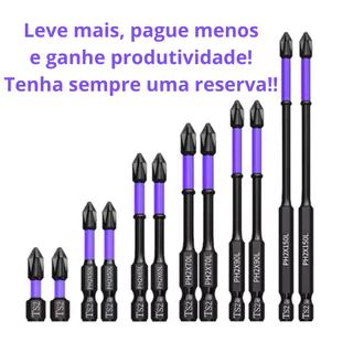 Conjunto Bits PH2 Phillips Magnético Impacto Antiderrapante C/ Base