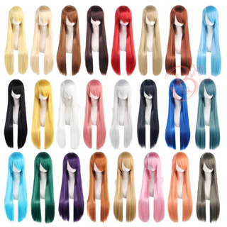 Peruca Cabelo Orgânico Cosplay liso 75cm Várias Cores Mangá Anime Fantasia eBarty