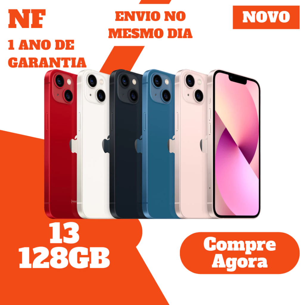 Celular Apple iPhone 13 128gb 5G Novo Original 1 Ano de Garantia NF