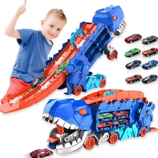 Caminhão Transporte Dinossauro T-Rex Ultimate Cegonha Pista Carrinho Maleta