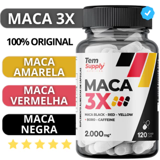 Super Maca 3 em 1 Amarela + Vermelha + Negra 2000mg 120 Caps em Oferta na Shopee