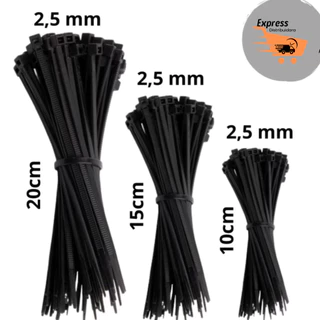 100 Unidades Abraçadeira Nylon 3 tamanhos 10, 15 e 20 cm X 2,5 mm Enforca Gato Presilha Lacre Fita