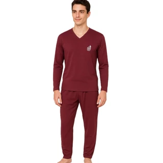 Pijama Longo de Frio Inverno Liso Masculino Manga Comprida e Calça Longa Revenda Pijama Masculino em Oferta na Shopee