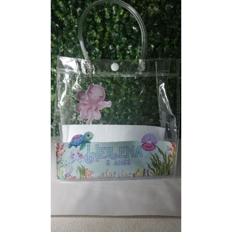 fundo e tag personalizado para sacolinha PVC transparente(Não acompanha ...