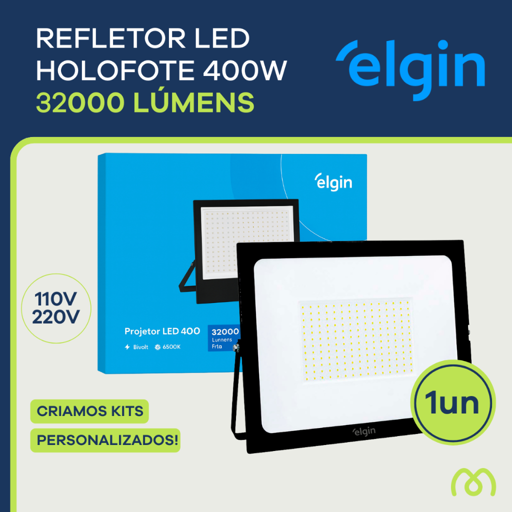 Refletor LED 400W Holofote Alta Potência IP66 32000 Lumens