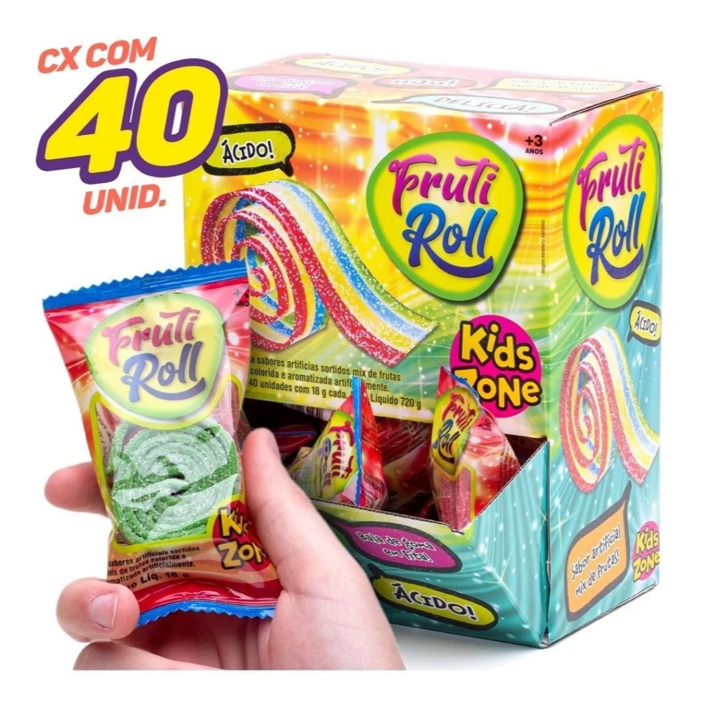 Bala Goma Fruit Roll Sortidos Display C/40un Lembrancinhas Kids Zone ...