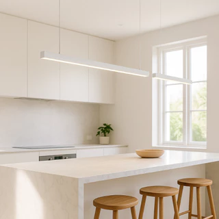 Luminaria Pendente Teto Branca Retangular Luz Led 3000k 24W Cozinha Escritorio Sala Minimalista
