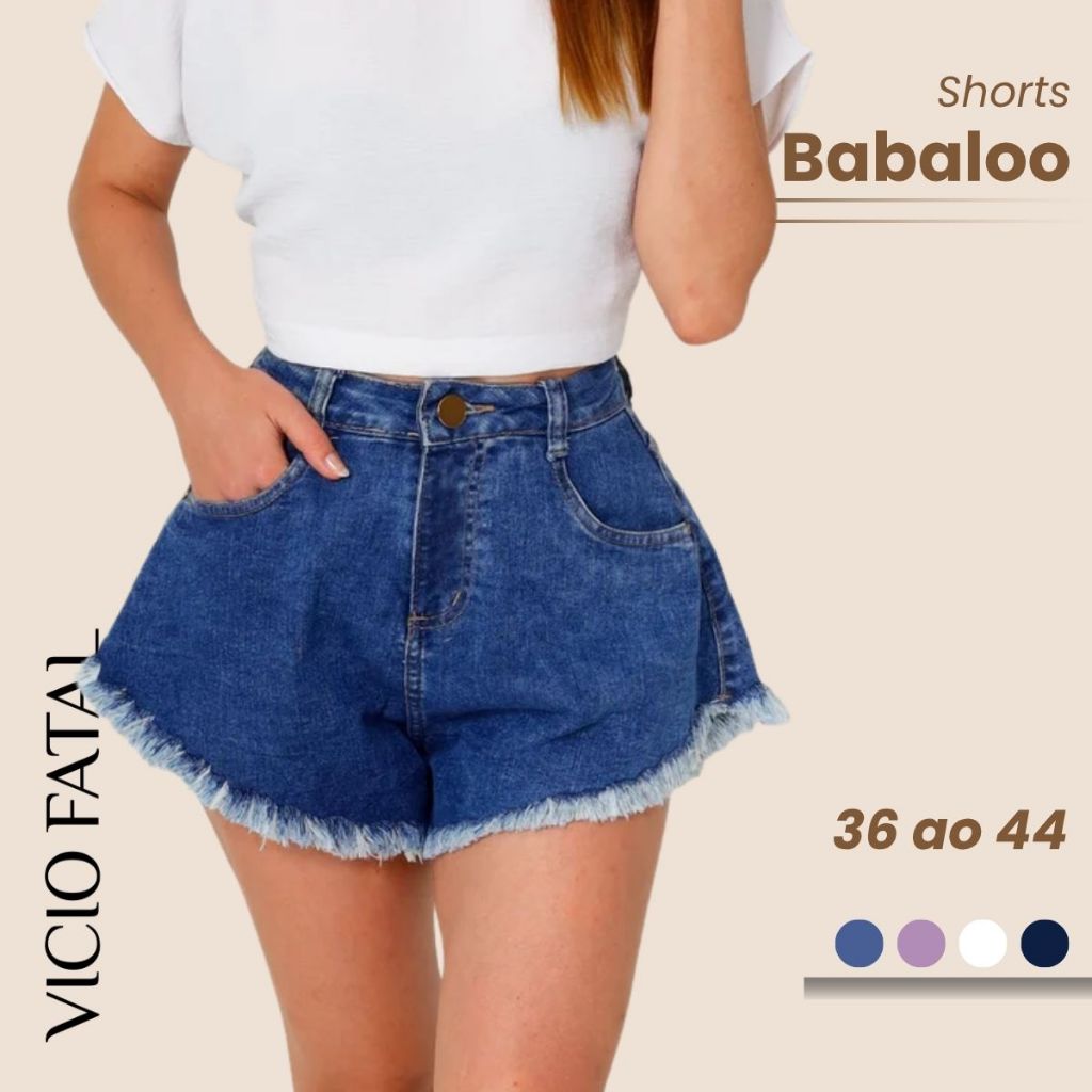 Shorts Jeans Feminino Godê Babaloo Destroyed Bermuda Cintura Alta