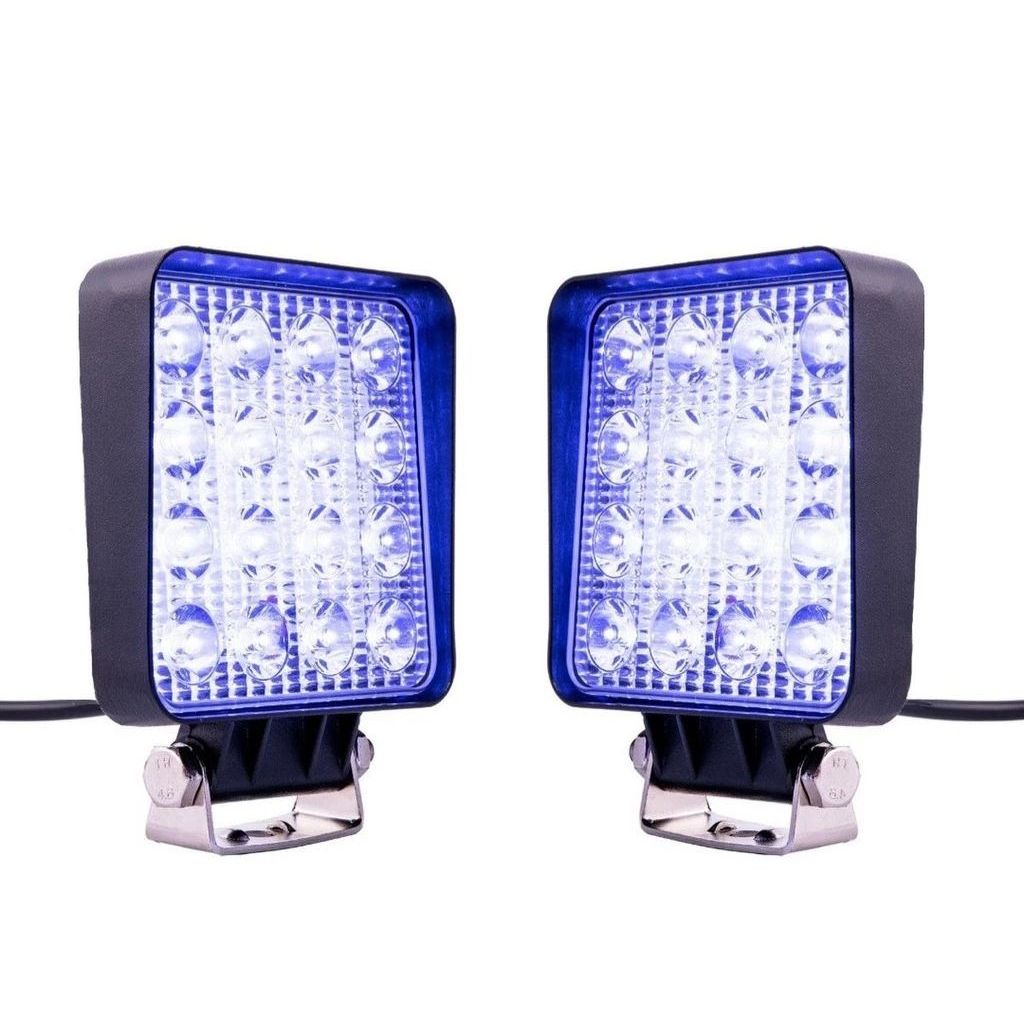 Farol Milha 48w Quadrado 16 Leds Azul | Shopee Brasil