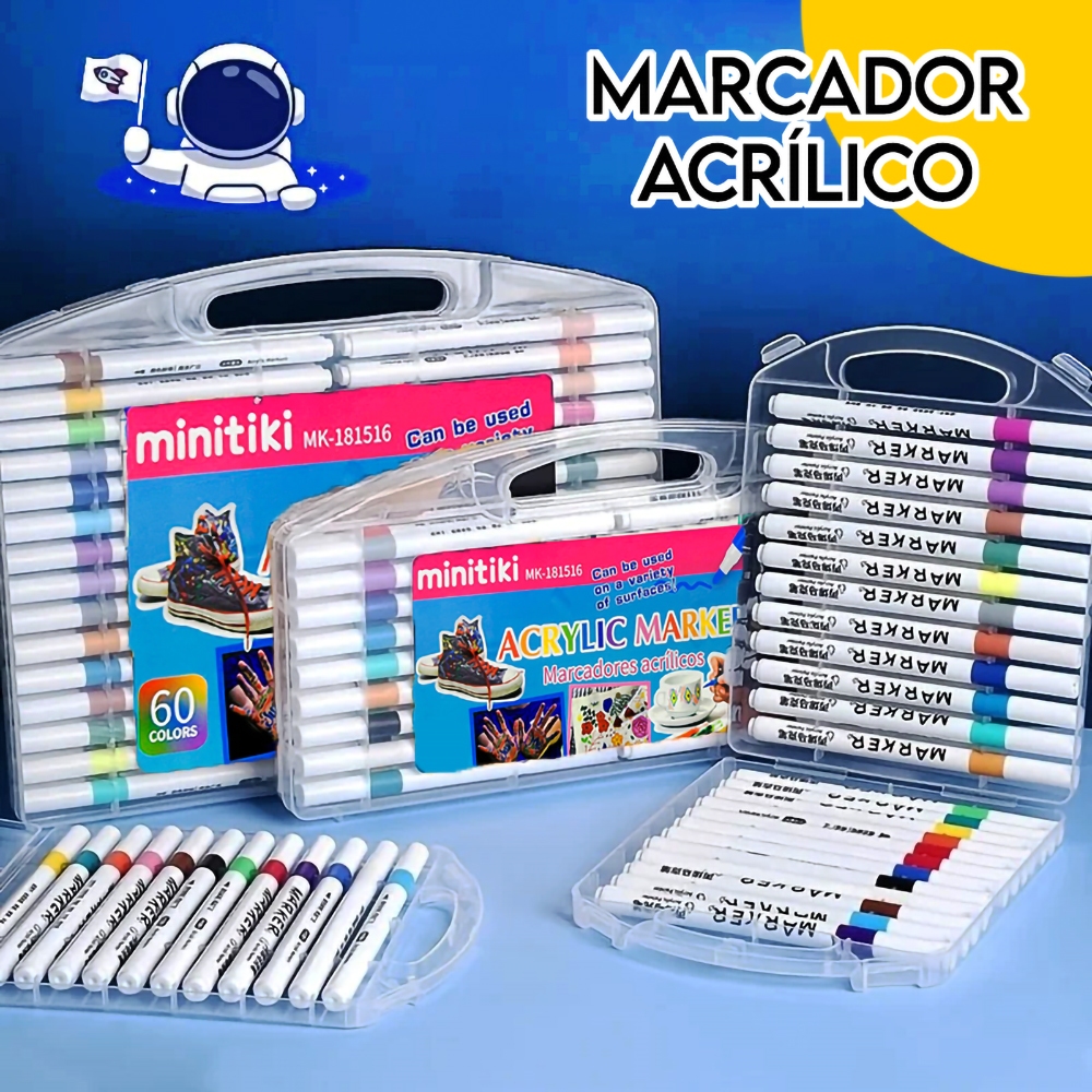 Caneta Marcadora Acrílica 60 Marcadores Coloridos Cerâmica Vidro