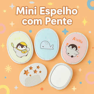 Espelhos de Bolsa Oval 1/3/6 Unidades c/ Pente Maquiagem