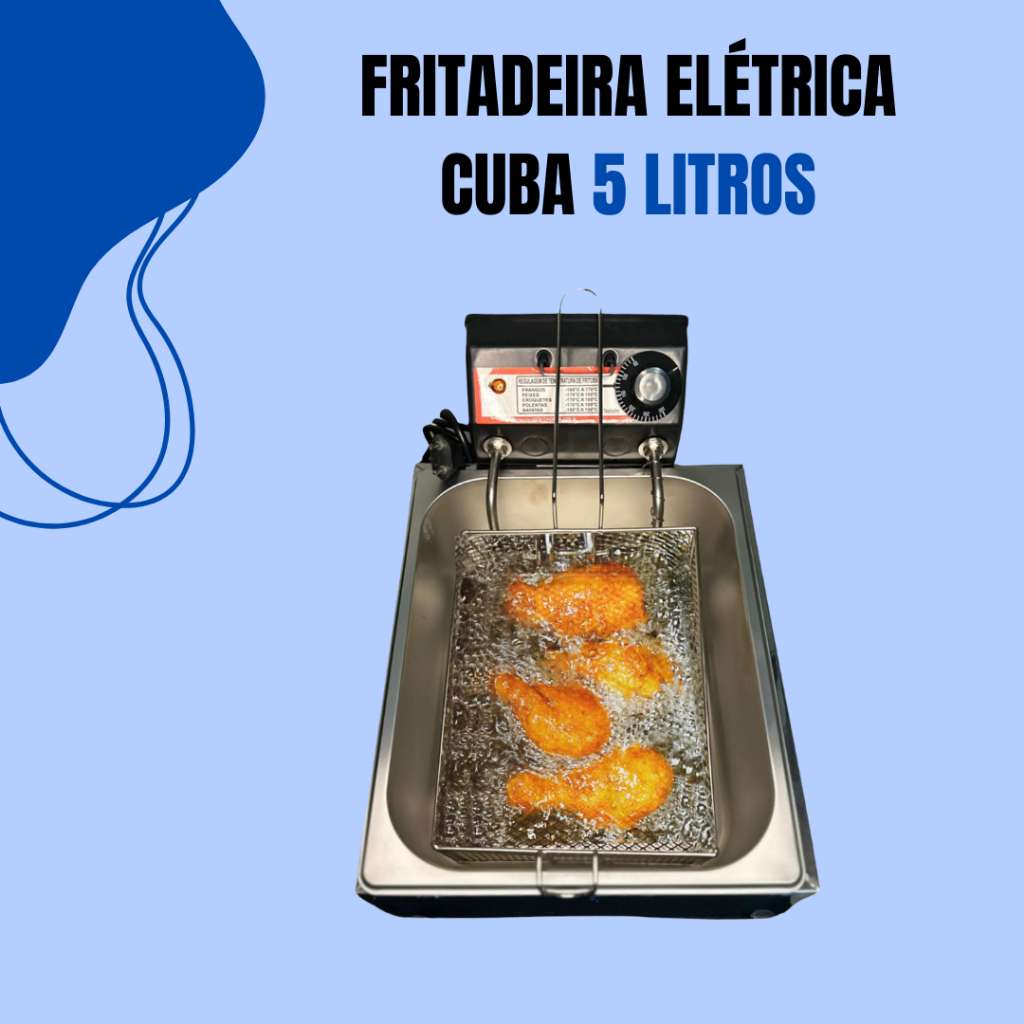 Fritadeira Elétrica cuba 5 litros com termostato profissiona