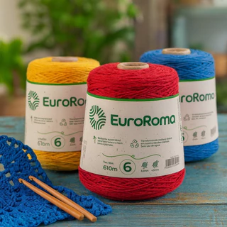 Barbante EuroRoma nº 6 610m para Crochê Tricô Tapetes Artesanato - Fio para Crochê - Barbante em Oferta na Shopee