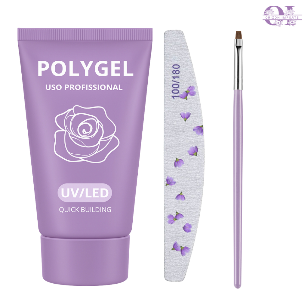 KIT POLYGEL + LIXA + PINCEL | Shopee Brasil