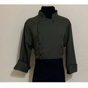 Dolmã Jaleco Chef Cozinha Oxford Verde Militar Manga 3/8 Bot
