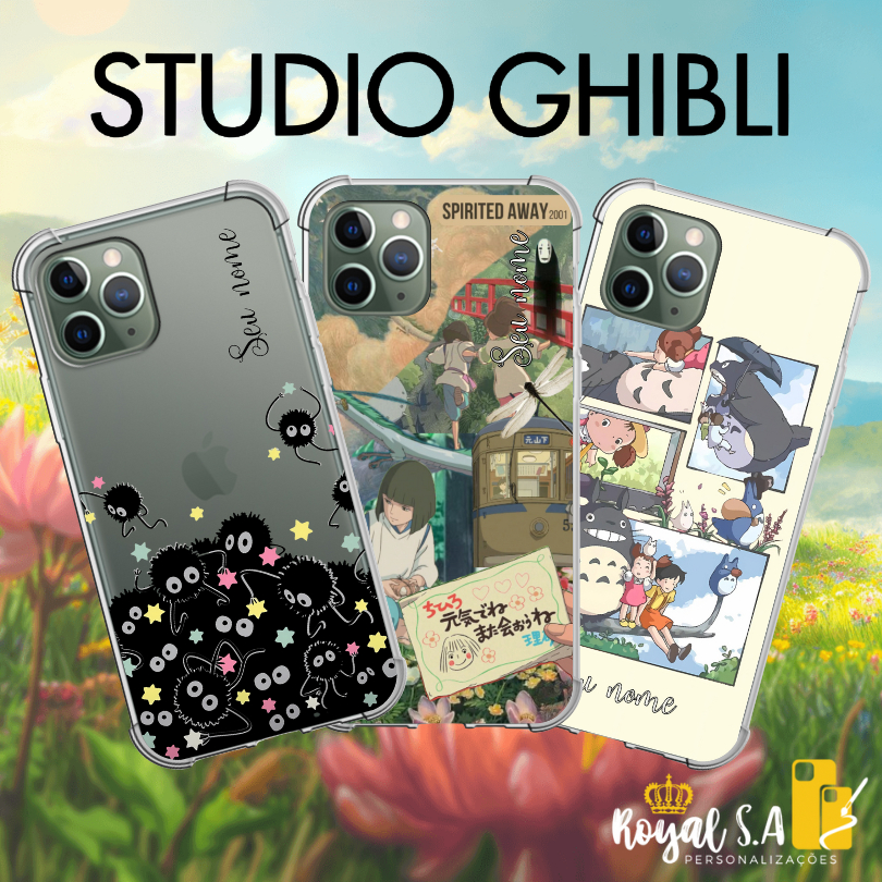 Capinha personalizada Studio Ghibli para aparelhos Samsung/ Iphone/ Motorola/ Xiaomi/ LG/ Realme